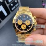 Swiss Replica Rolex Daytona JH Factory Watch Black Dial Yellow Gold
